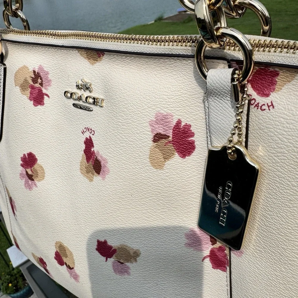 Coach Floral Ava Tote - F55192 Handbag Purse Cream ~ Red ~ Pink Toned
